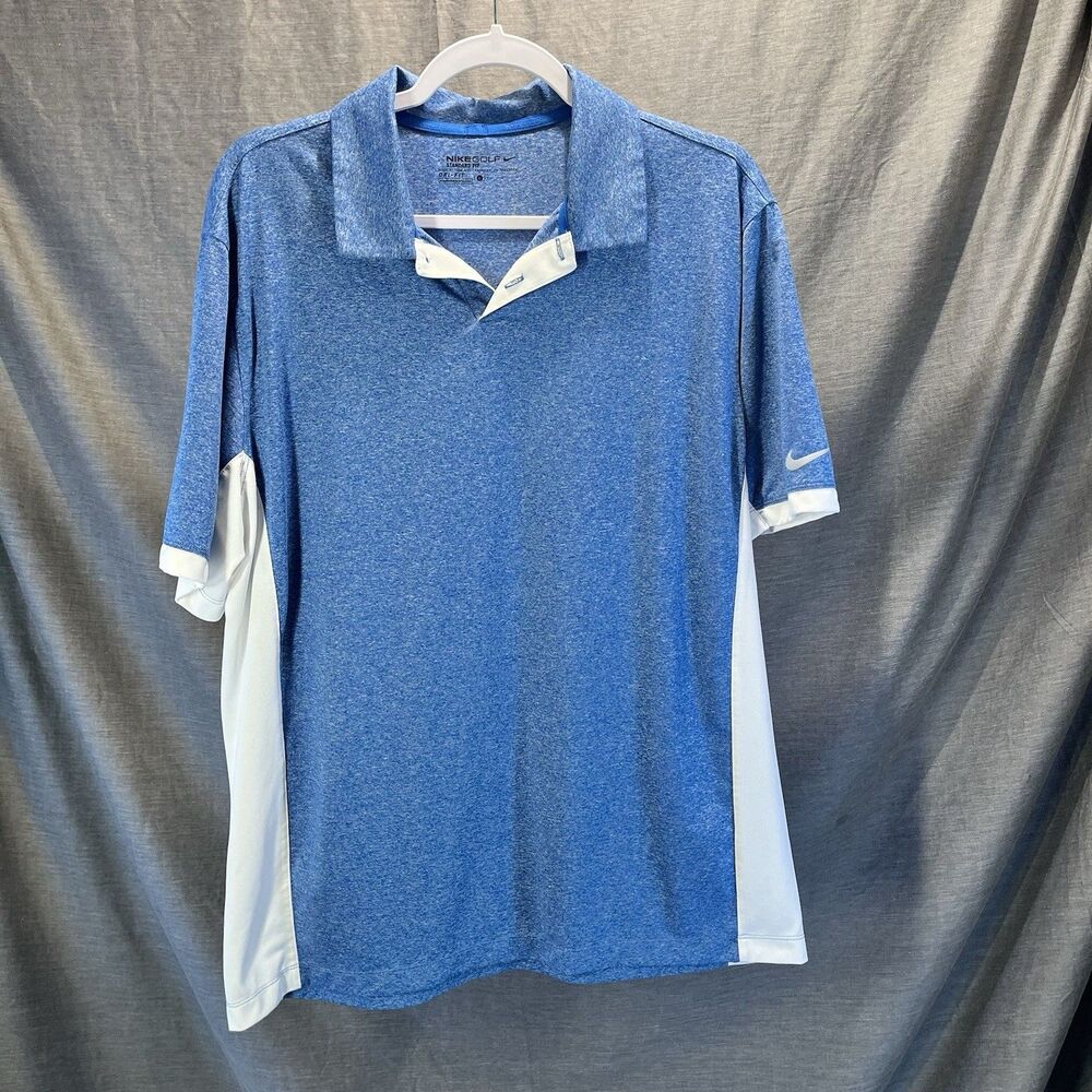 Nike Golf Polo Tour Performance Dri-Fit Standard Fit Men’s Large Blue/White